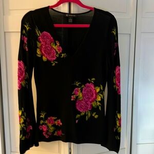 Black and pink floral print sweater